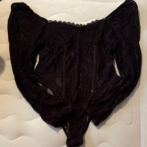 SHEIN Black Lace Off-Shoulder Bodysuit